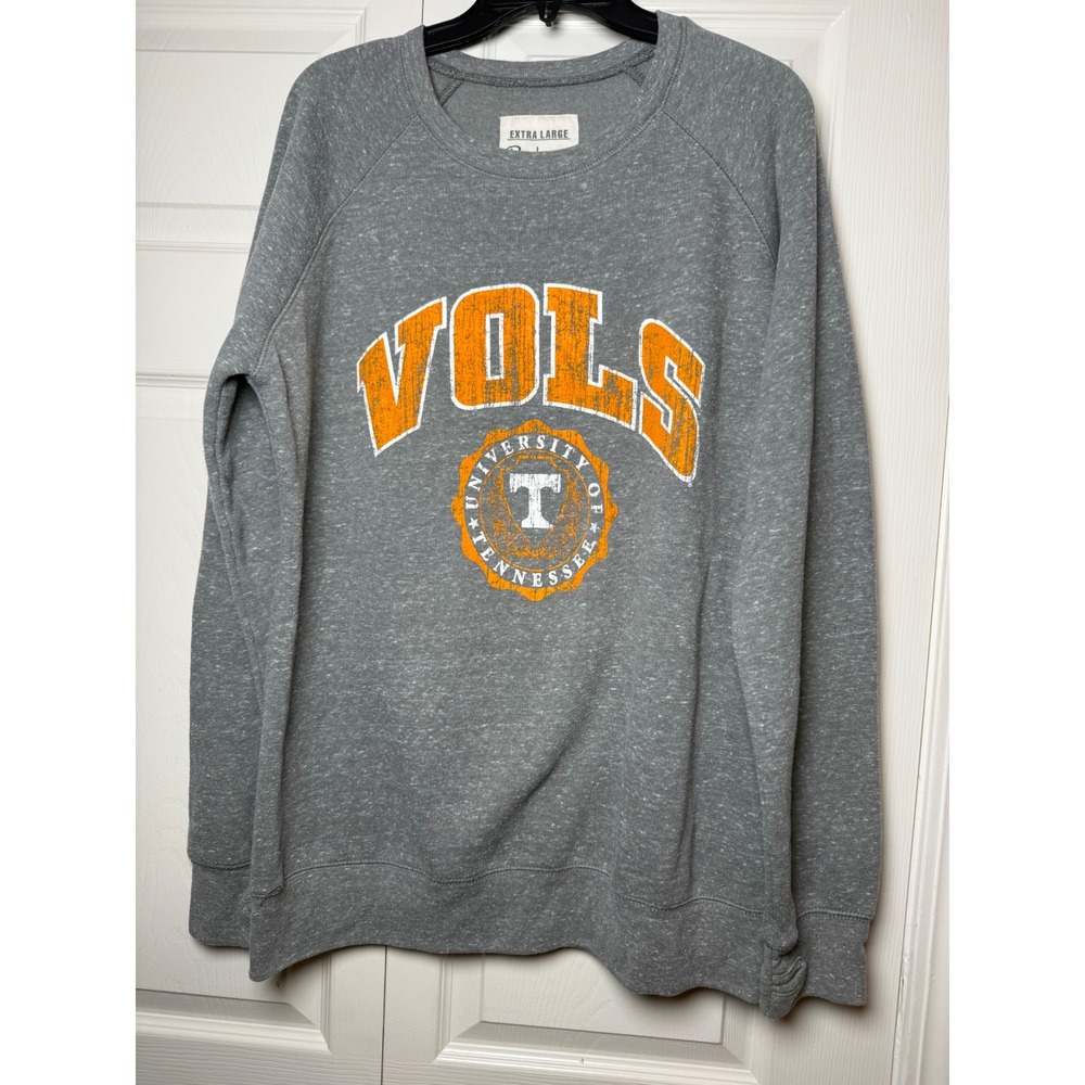 Pressbox Tennessee Vols Sweatshirt Womens XL Gray Raglan Pullover Thumbholes